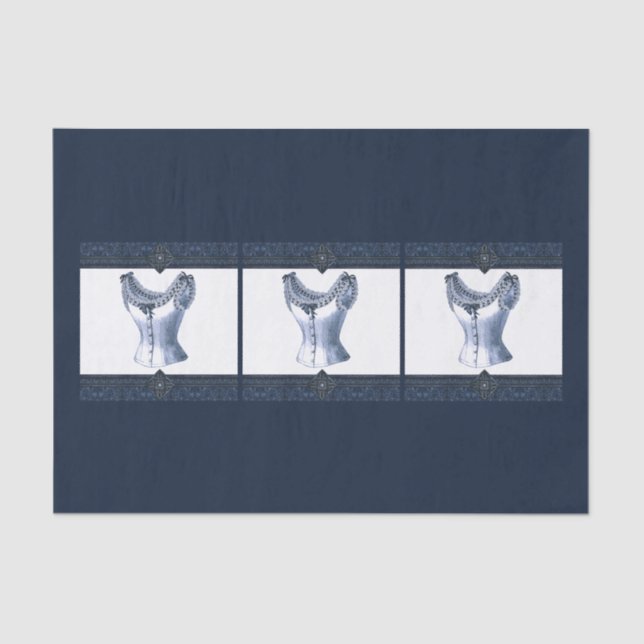 Denim Blue Vintag Bustier Seidenpapier (Vorderseite)