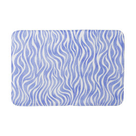 Denim Blue Watercolor Zebra Print Badematte