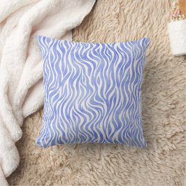 Denim Blue Watercolor Zebra Print Kissen