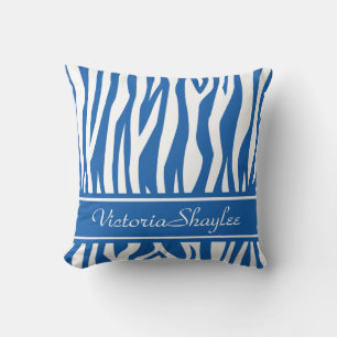 Denim Blue Zebra Print mit benutzerdefiniertem Tex Kissen