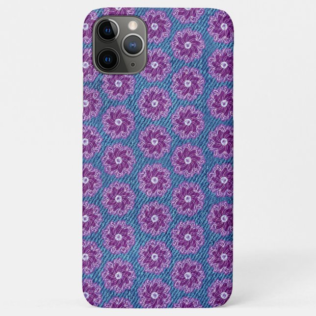 Denim & Blume lila blaue Grafik Case-Mate iPhone Hülle (Rückseite)