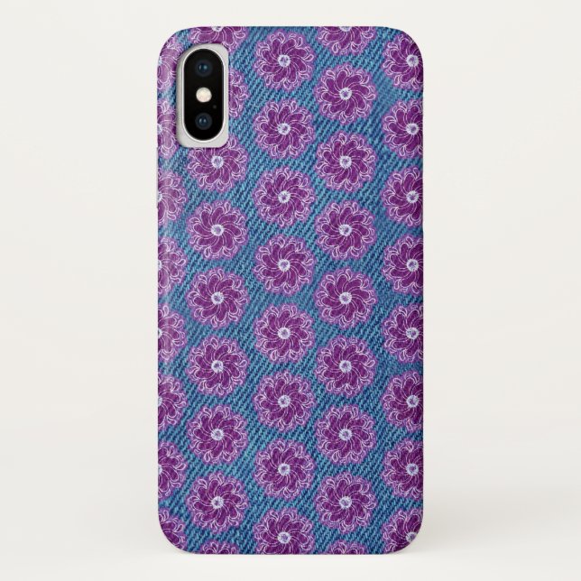 Denim & Blume lila/blaue iPhone-Gehäuse Case-Mate iPhone Hülle (Rückseite)