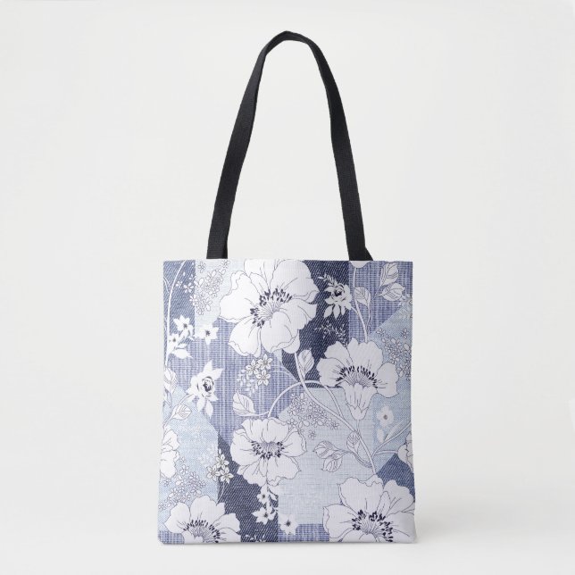 Denim Blume Patchwork, nahtlos Muster. (Vorderseite)