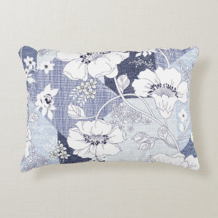 Denim Blume Patchwork, nahtlos Muster. Dekokissen
