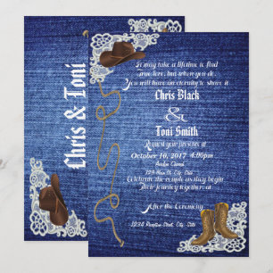 Denim, Boots & Lace Wedding Einladung