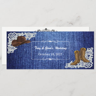 Denim Boots & Lace Wedding RSVP Cards Einladung