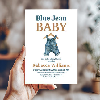Denim Boy Blue Jean Baby Shower Einladung