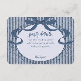 Denim Coquette Bow Blaues Jeans Baby-Party-Details Begleitkarte