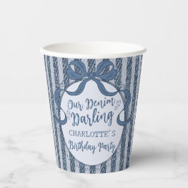 Denim Coquette Bow Blue Jean Baby Birthday Pappbecher