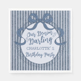 Denim Coquette Bow Blue Jean Baby Birthday Serviette