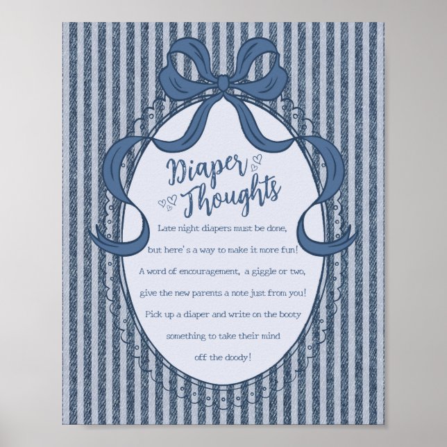Denim Coquette Bow Blue Jean Baby Diaper Thoughts Poster (Vorne)