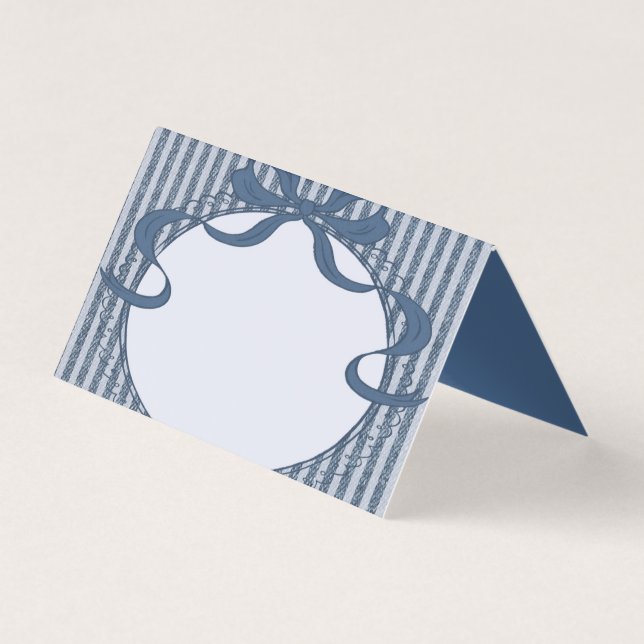 Denim Coquette Bow Blue Jean Baby Place Card Party (Vorderseite)