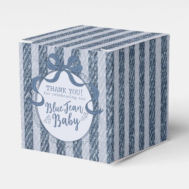 Denim Coquette Bow Blue Jean Baby Shower Favor Box Geschenkschachtel (Vorderseite)
