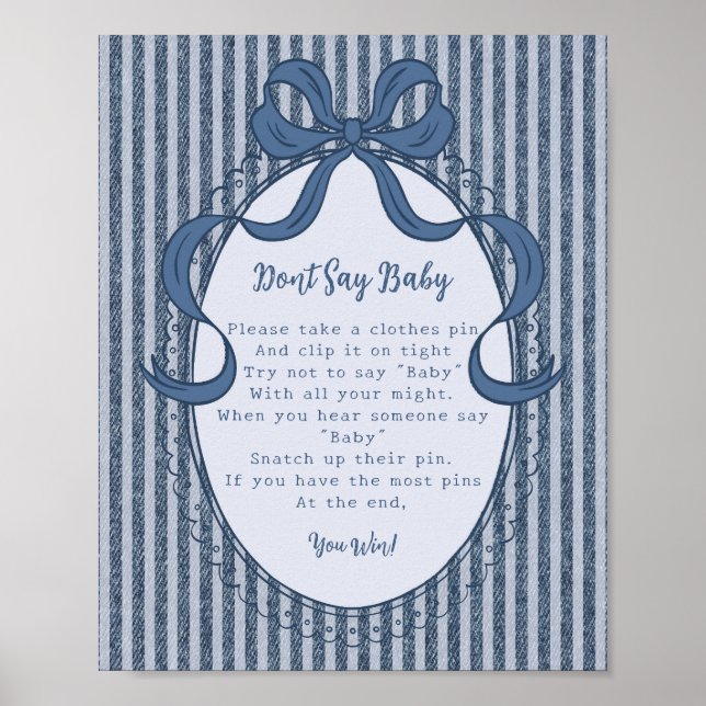 Denim Coquette Bow Blue Jean Dont Say Baby Game Poster (Vorne)