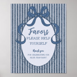Denim Coquette Schleife Blue Jean Baby-Geschenke S Poster