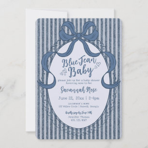 Denim Coquette Schleife Blue Jean Babyparty Einladung
