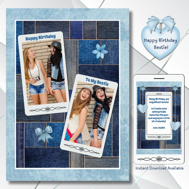 Denim Days mit meiner Bestie Blue Jeans Birthday C Karte (Denim Days with My Bestie Blue Jeans Birthday Card)