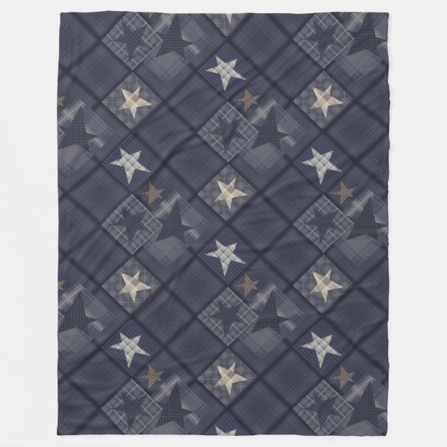 Denim, Denim, Blau, Patchwork Fleecedecke (Vorderseite)