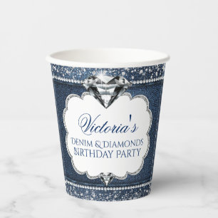 Denim-Diamant-Geburtstagsparty-Papierbecher Pappbecher