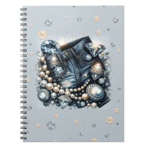 Denim-Diamanten und Perlen-Jeans-Bling Notizblock
