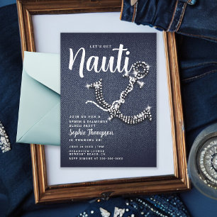 Denim Diamond Anchor Get Nauti Birthday Party Einladung