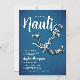 Denim Diamond Anchor Nauti Blue Birthday Party Einladung