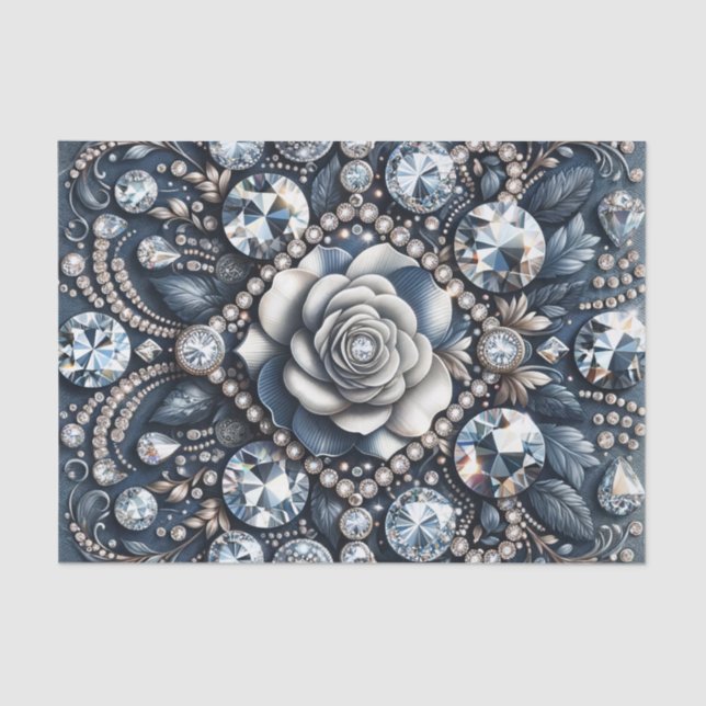 Denim & Diamond Glam Bling Rose Jewels Seidenpapier (Vorderseite)