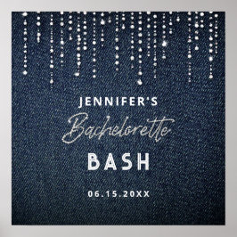 Denim Diamond Glitzer Drippings Navy Bachelorette Poster