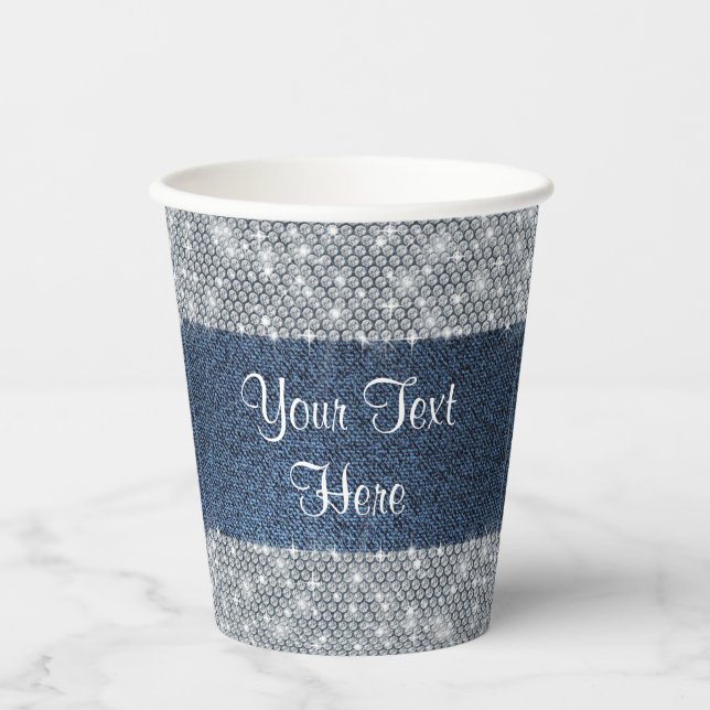 Denim Diamond Party Paper Cups Pappbecher (Vorderseite)