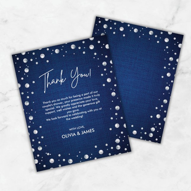 Denim Diamond Pearls Polterabend Danke Karte (Denim Diamond Pearls Wedding Shower Thank You Card )