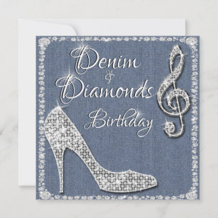 Denim & Diamonds 25. Geburtstag Einladung
