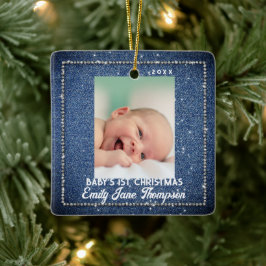 Denim Diamonds Baby First Christmas Rhinestones Keramikornament