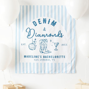 Denim Diamonds Bachelorette Backdrop Hand gezogen Wandteppich