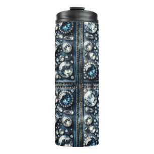 Denim & Diamonds Bling Edelstein Glam Schmuck Thermosbecher