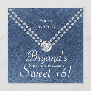 Denim Diamonds Bling Envelope Sweet 16 Einladung