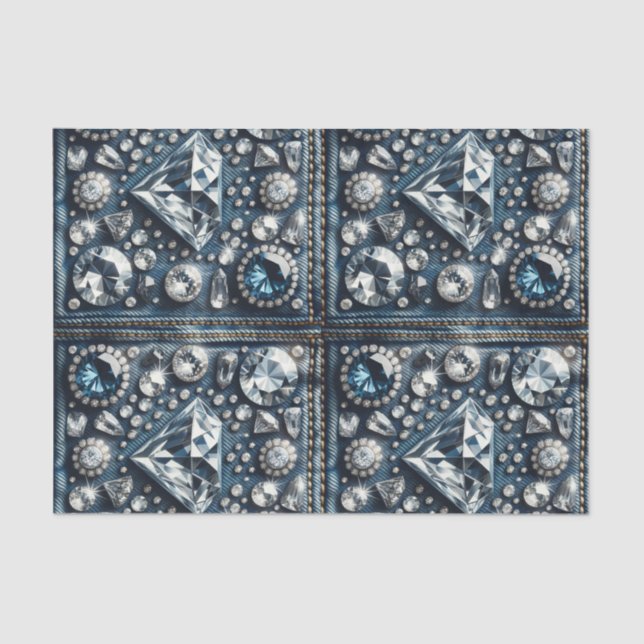 Denim & Diamonds Bling Gemstone Glam Jewels Seidenpapier (Vorderseite)