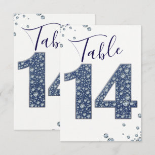 Denim & Diamonds Bling Glitzer Tischkarte 14 Einladung