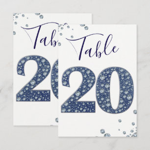 Denim & Diamonds Bling Glitzer Tischkarte 20 Einladung