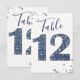 Denim & Diamonds Bling Glitzernde Tischkarte 12 Einladung