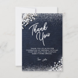 Denim Diamonds Bling Klassisch Elegante Party Blau Dankeskarte