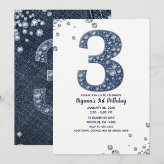 Denim & Diamonds Bling Sparkle 3. Einladung