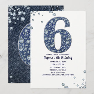 Denim & Diamonds Bling Sparkle 6. Einladung