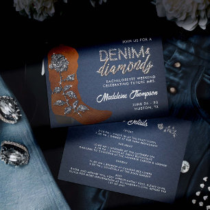 Denim Diamonds Cowgirl Boot Bachelorette Itinerary Einladung