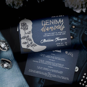 Denim Diamonds Cowgirl Boot Bachelorette Itinerary Einladung