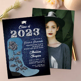 Denim Diamonds Cowgirl Boot Foto Graduation Party Einladung