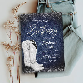 Denim Diamonds Cowgirl Boots Bling 30. Geburtstag Einladung