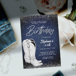 Denim Diamonds Cowgirl Boots Bling 40. Geburtstag Einladung