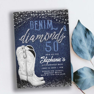 Denim Diamonds Cowgirl Boots Country 50. Geburtsta Einladung