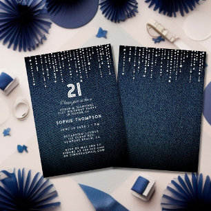 Denim Diamonds Drippings 21. Geburtstagsfeier Einladung