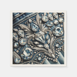 Denim & Diamonds Edelstein-Jeans-Geburtstagsfeier Serviette